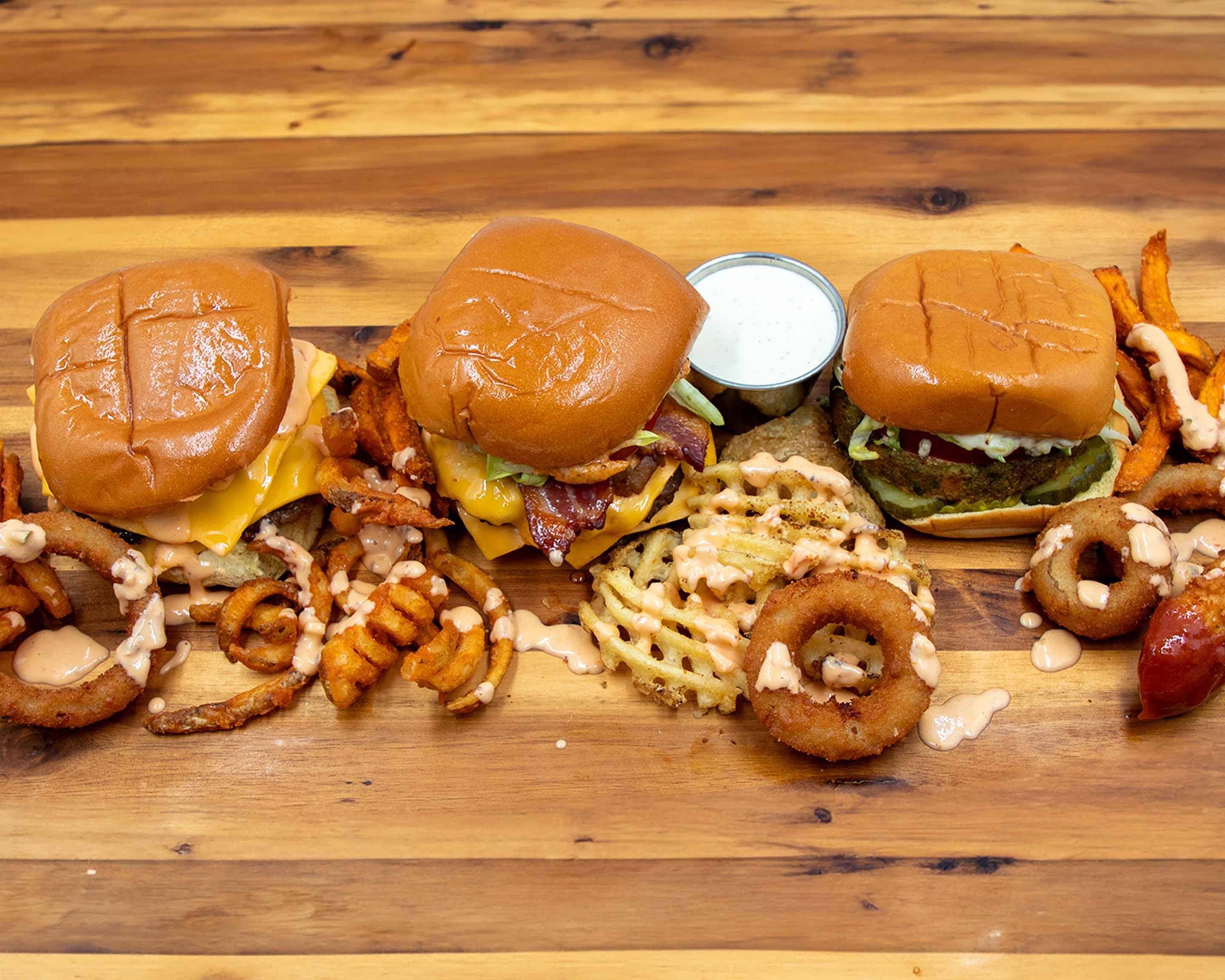 Backyard Burger — Char-grilled, piled high, weekend-cookout energy.